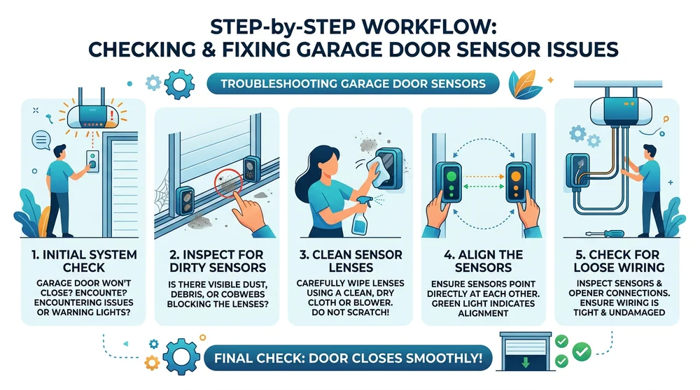 Infographic: How to troubleshoot garage door safety sensors
