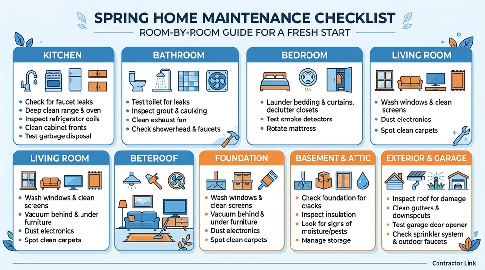 Infographic: Room-by-Room Spring Home Maintenance Checklist
