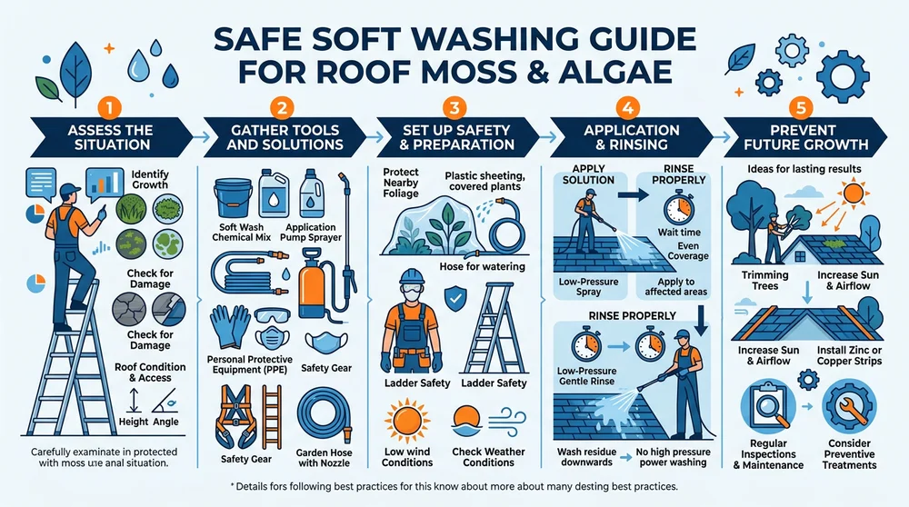 Infographic: Step-by-Step Safe Roof Cleaning Process with Soft Washing