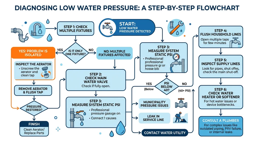 Infographic: Step-by-step guide to diagnosing low water pressure in your home