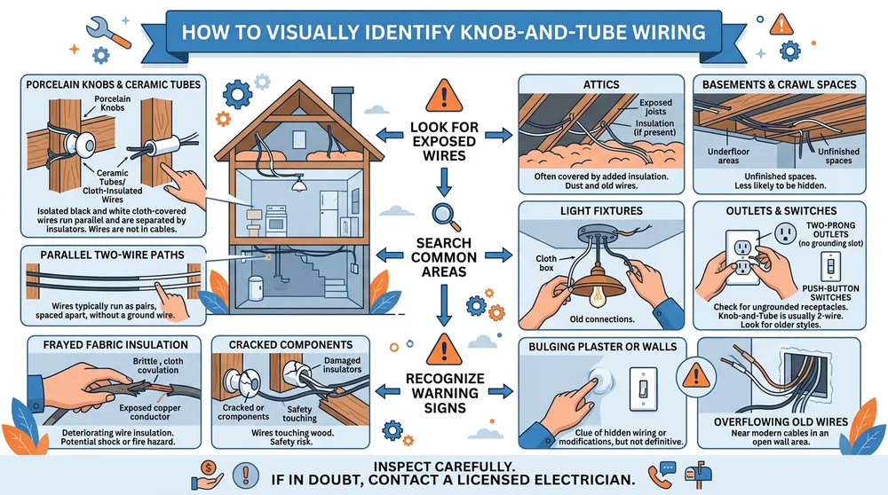 Infographic: Visual Signs of Knob-and-Tube Wiring in Older Homes